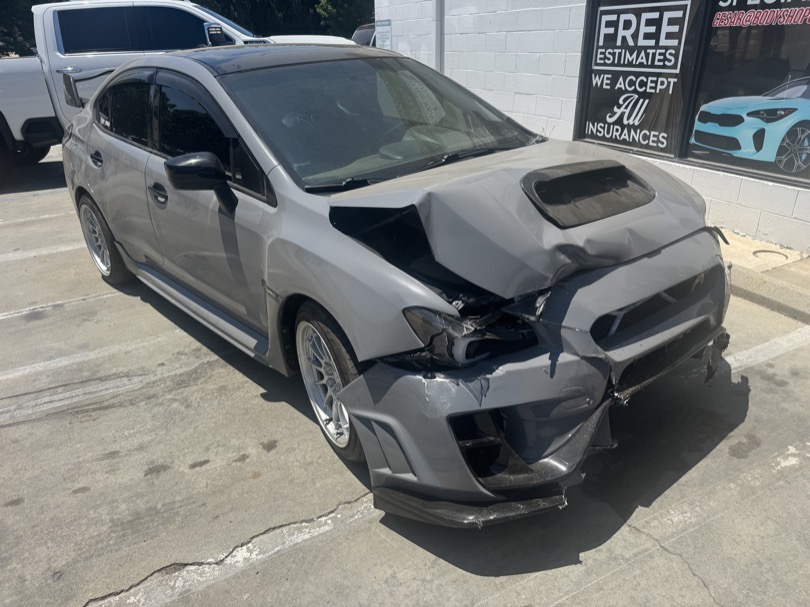 Subaru STI Front end collision - BodyShop661 Santa Clarita professional auto body repair and collision work